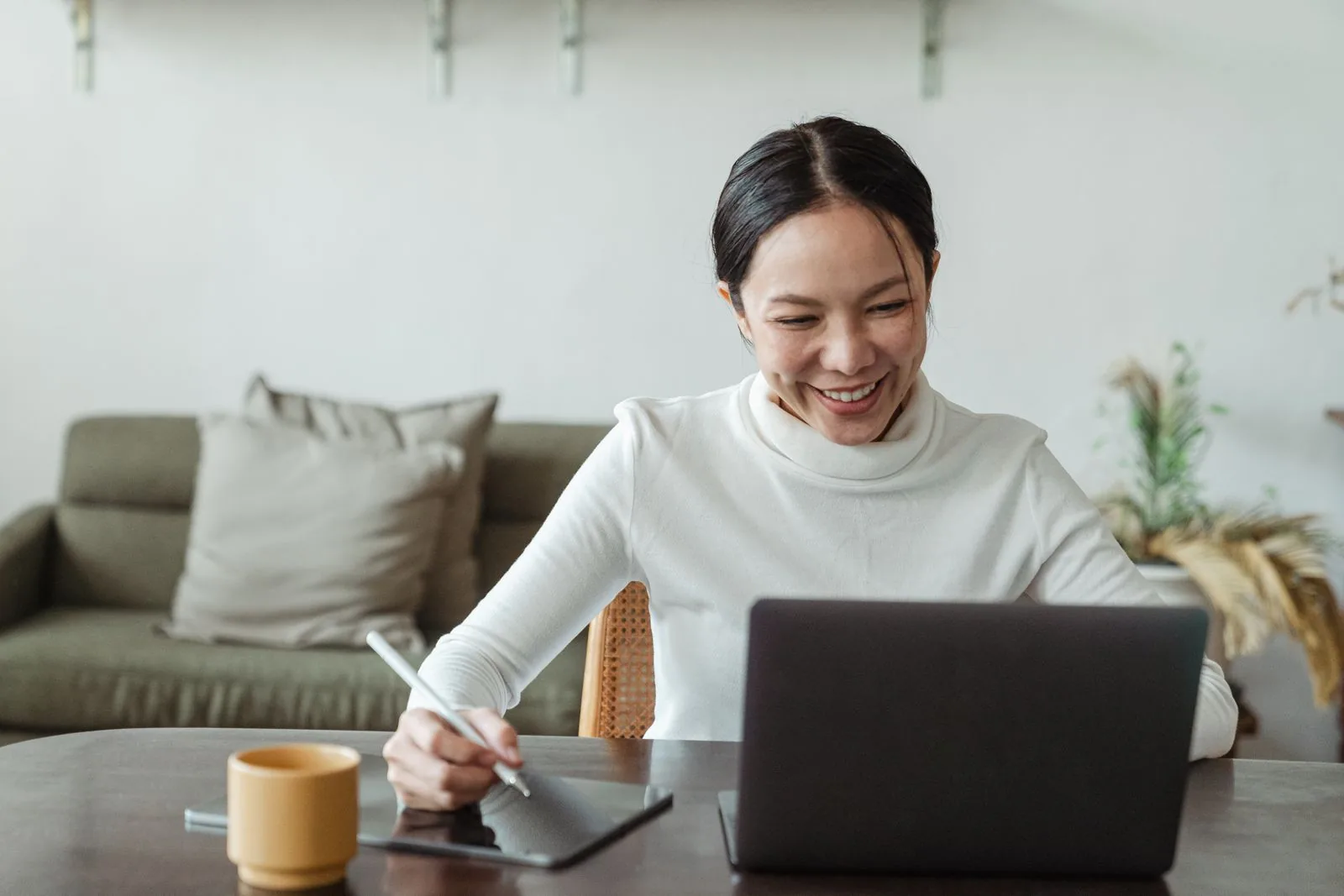 A remote team member on a video call